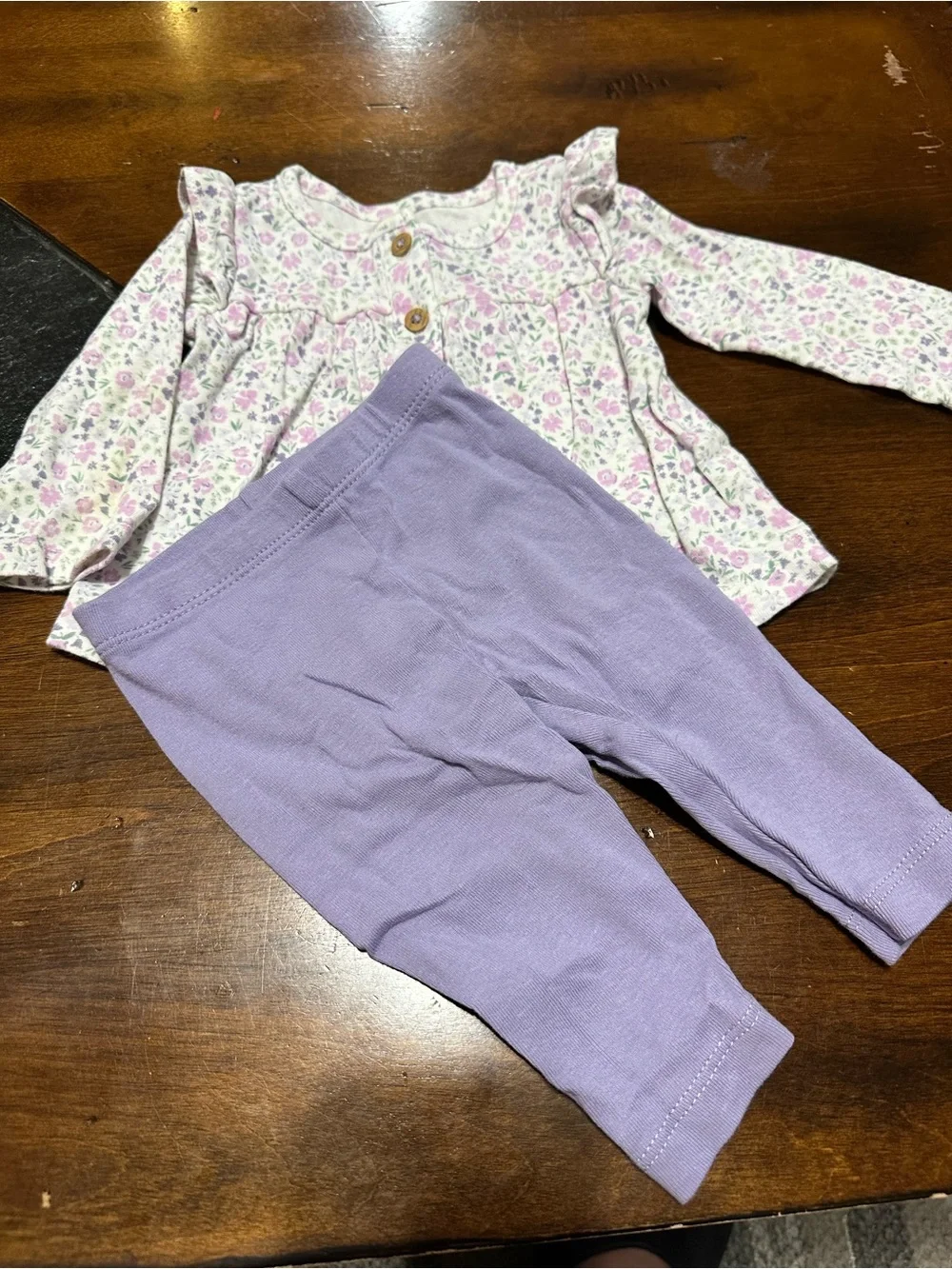 Carter's Purple Floral Top and Lavender Leggings Set